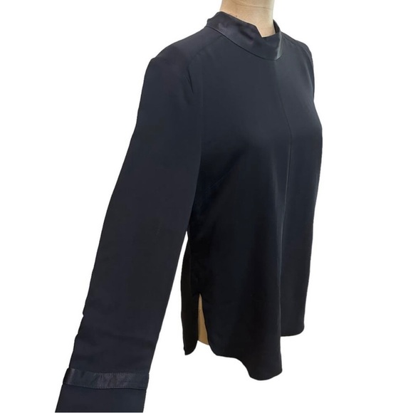 Veronica Beard Costello Black Mock Neck Long Sleeve Tunic Tie back Blouse size 6 - Picture 4 of 10